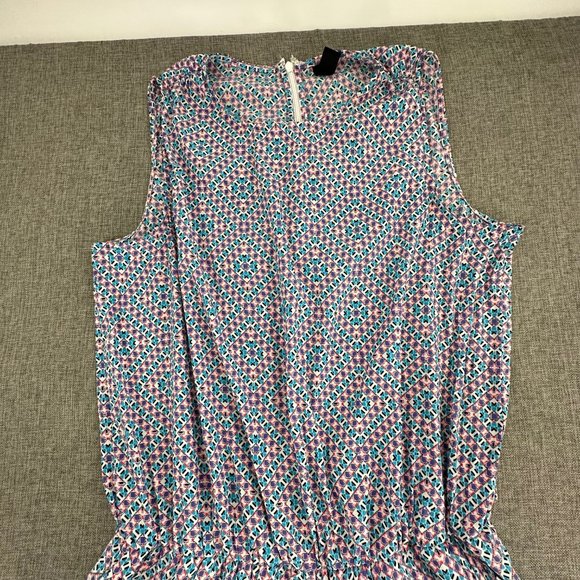 GAP Romper Large Elastic Waist Blue‎ Pink Red White Round Neck Sleeveless - Picture 2 of 16